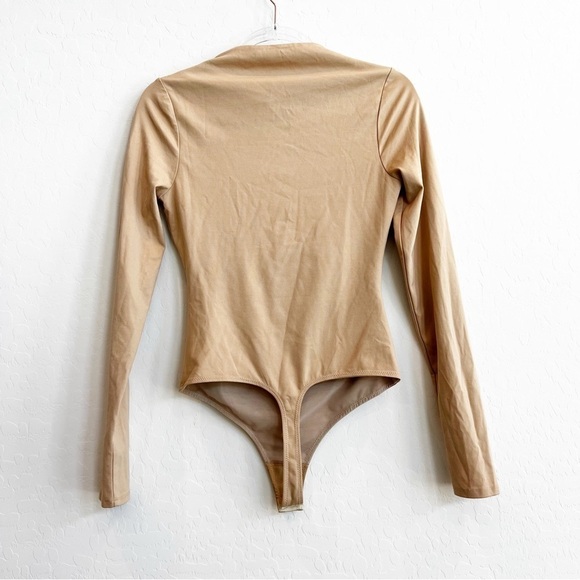 Not Yours To Keep Women's Dana Corsete Bodysuit Banded Neck Long Sleeve Nude Sm - Picture 6 of 8